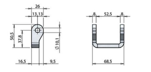 Pommier scharnierbok - las model - voor scharnierbreedte 52 mm - verzinkt