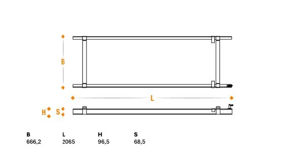 Takler support frame 2065 x 666.2 mm (LxW) - for aluminum pull out ladder