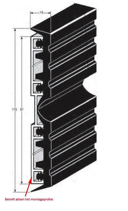 Pommier mounting profile 97 mm - for guard frame 1834317 - aluminum - 5 meter