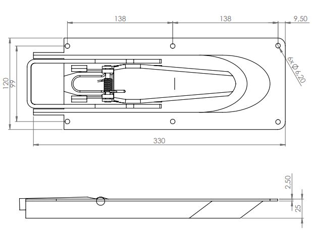 Rhiwa Klepaantrekker inbouw - lengte 330 mm - verzinkt