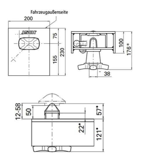 Rhiwa Quality twist-lock 1,5 inch - sinkable - max 30,5 tonnes - pin Ø 38 mm