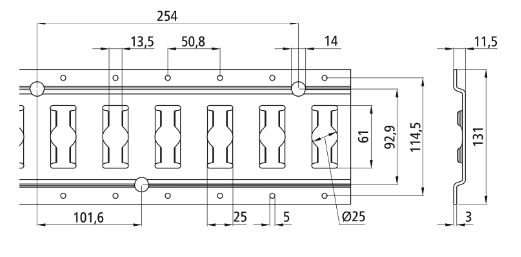 Rhiwa Quality combi anchor rail - hole Ø 25 mm - 3048 mm - anodised aluminum