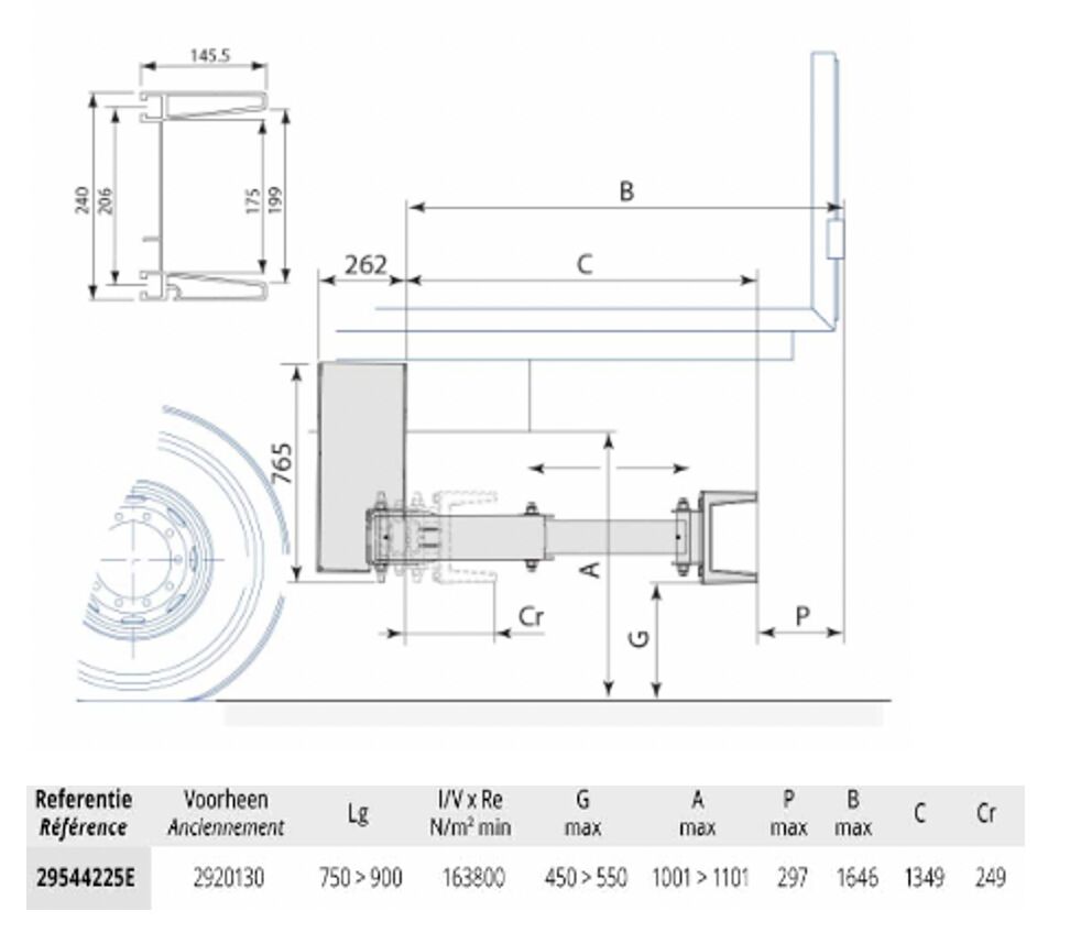 Pommier bumper XPAND P42E - hydraulic horizontal retractable - 1349 mm - R58-03
