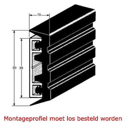Pommier guard frame 50 mm - for mounting profile 1834316 - EPDM - 20 meter