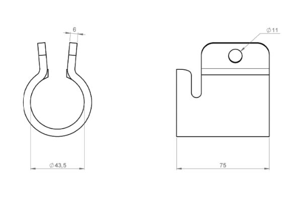 Parlok draagpijpsteun - voor pijp Ø 42 mm - las model - blank staal