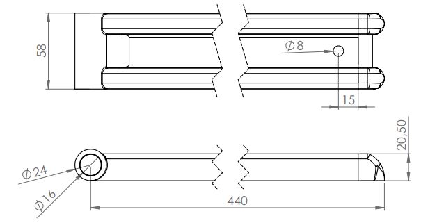Rhiwa Quality charnière M 440 mm - incluant boulon - galvanisée