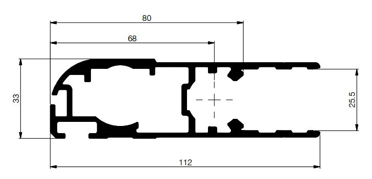 PWP edge profile door 25 mm - 6300 mm - aluminum white coated