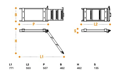 Takler marche escamotable - 1 marche - 553 x 462 x 135 mm (LxLxH) - galvanisée à chaud
