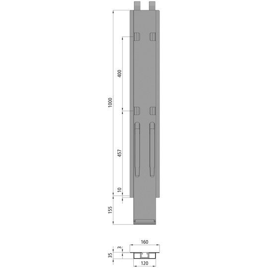 Kinnegrip k20 montant central - 1000 mm - avec repérage - microZINQ® 5