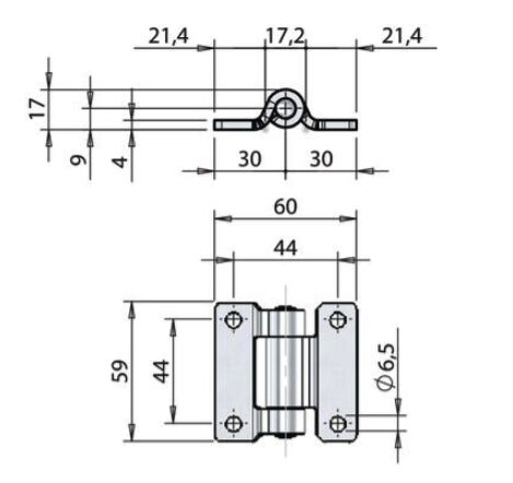 Pommier side door hinge flat 30 mm - zinc-plated