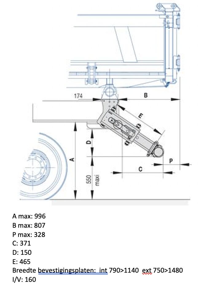 Pommier bumper BAB - manual angle retractable - stroke 371 mm - R58-02