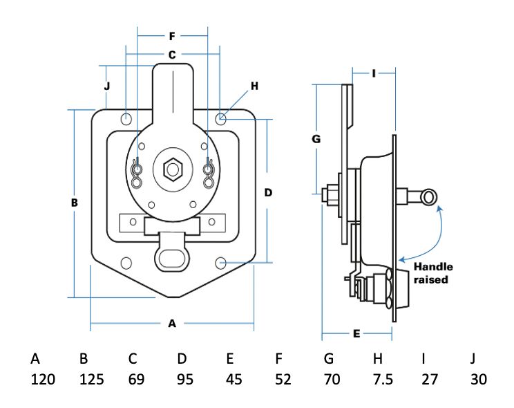 Rhiwa Quality drop-T slot - 3-weg - sleutel FS900  - RVS
