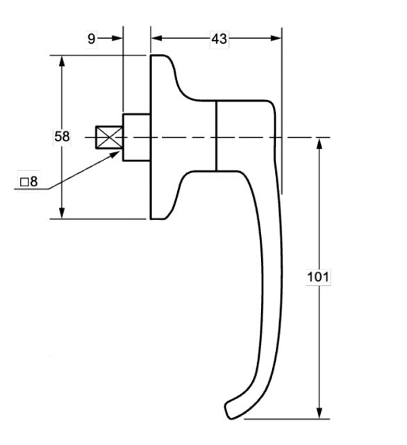 Rhiwa Quality portierkruk - as 40 mm - afsluitbaar - verchroomd