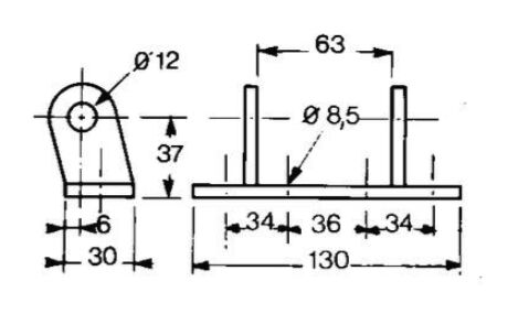 Pommier scharnierbok - schroefbaar - voor scharnierbreedte 63 mm