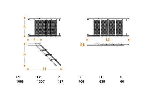 Takler trap uittrekbaar - 3 treden - 1307 x 706 mm (LxB) - volbad verzinkt