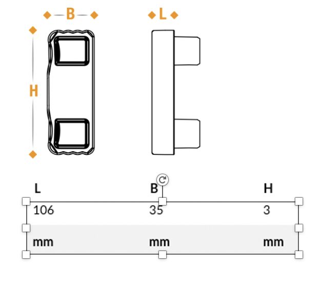 Takler end cap - for side protection board 100 x 35 mm - black plastic