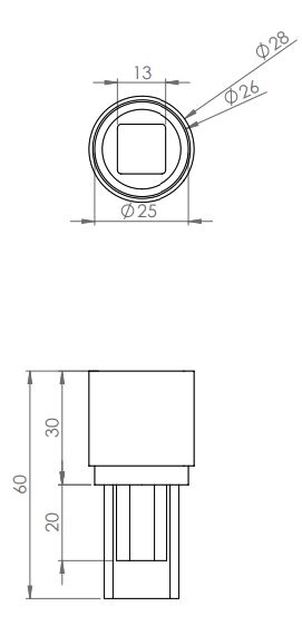 Rhiwa Quality bouchon inférieur - pour tube de serrage Ø 28 mm - connexion carrée