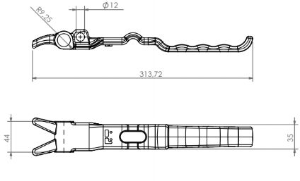 Pommier handle straight - for substructure locking Ø 18 mm - zinc-plated
