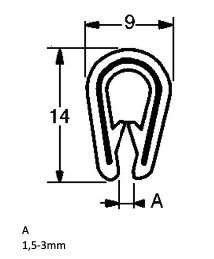 Pommier klembies - klembereik 1,5-3 mm - hoogte 14 mm - rol 50 meter