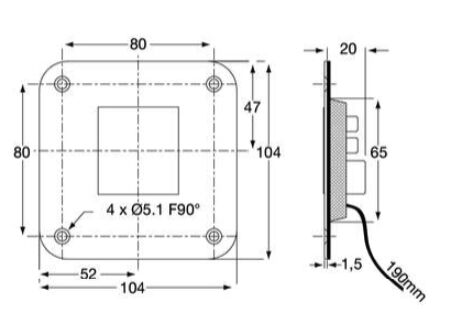Pommier timer switch - recessed model - 12-24V - timer 0/10/20/45 min.
