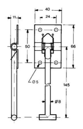 Pommier deurhaak 145 mm - voor houder 244770089 - RVS