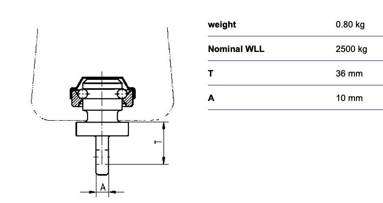 RUD swivel adapter for hoists HWA-10-DK-2500