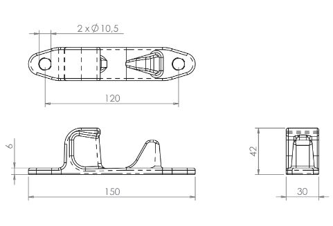 Pommier nokhouder - model PS3 - voor sluiting Ø 27 mm - RVS
