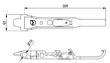 PWP handgreep Boxer II - met TIR - voor onderbouwsluiting - Ø 18 mm
