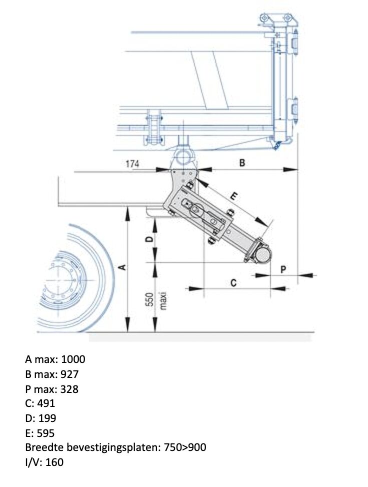Pommier bumper BAB - manual angle retractable - stroke 491 mm - R58-02