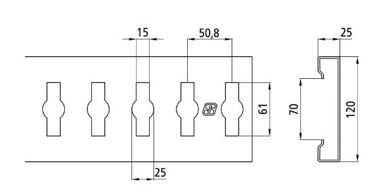 Rhiwa Quality combi - insteeklat gat Ø 25 mm - 3500 mm - verzinkt