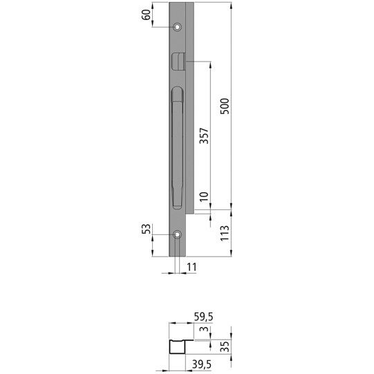 Kinnegrip K20 front pillar - 500 mm - left - screw model - microZINQ® 5