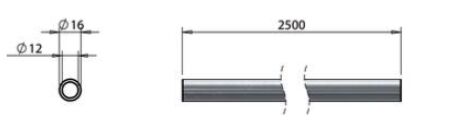 Pommier buis Ø 16 mm - lengte 2500 mm - gepolijst RVS