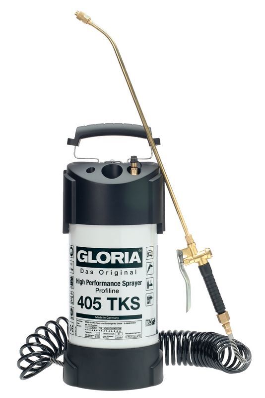 GLORIA 405 TKS Profiline - drukspuit - olie bestendig - 5 liter - compressor aansluiting - spiraal slang