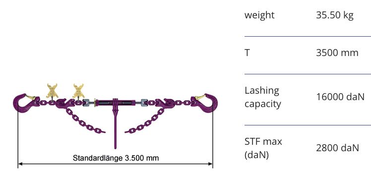 RUD ICE-Lashing chain Classic VSK-13 - LC 16000 daN - STF 2800 daN - with ratchet tensioner