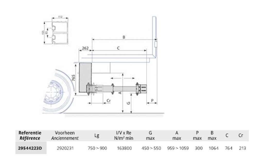 Pommier bumper XPAND P42D - hydraulic horizontal retractable - 764 mm - R58-03