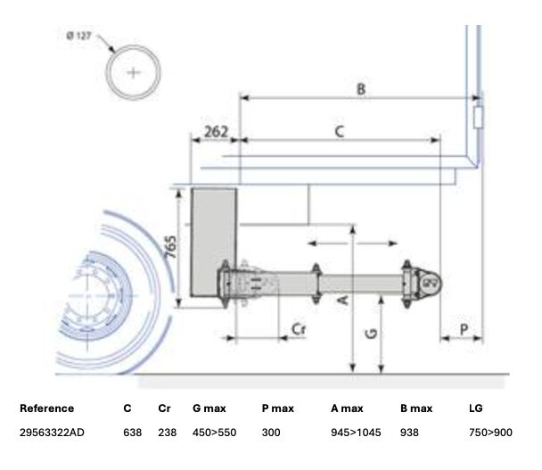 Pommier pare-chocs E-XPAND P33A - rétractable horizontal électrique + capteur - 638 mm - R58-03