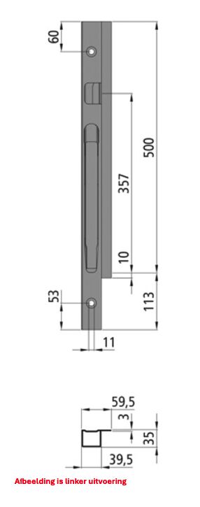 Kinnegrip K20 front pillar - 500 mm - right - screw model - microZINQ® 5