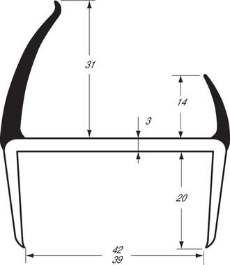 Pommier profil de porte conteneur 42 mm - gris/noir - 5 mètres