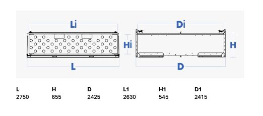 Bawer palletkist - 30 europallets - 2750 x 655 x 2425 mm (BxHxD) - ongeassembleerd kit