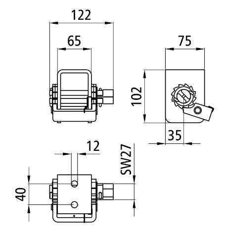 Rhiwa Quality lashing drum base plate 75 x 65 mm - with anti-kickback - zinc-plated