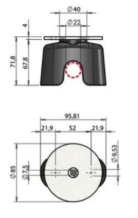 Pommier door blocker with magnet - for Ø 22 mm external locking - rubber