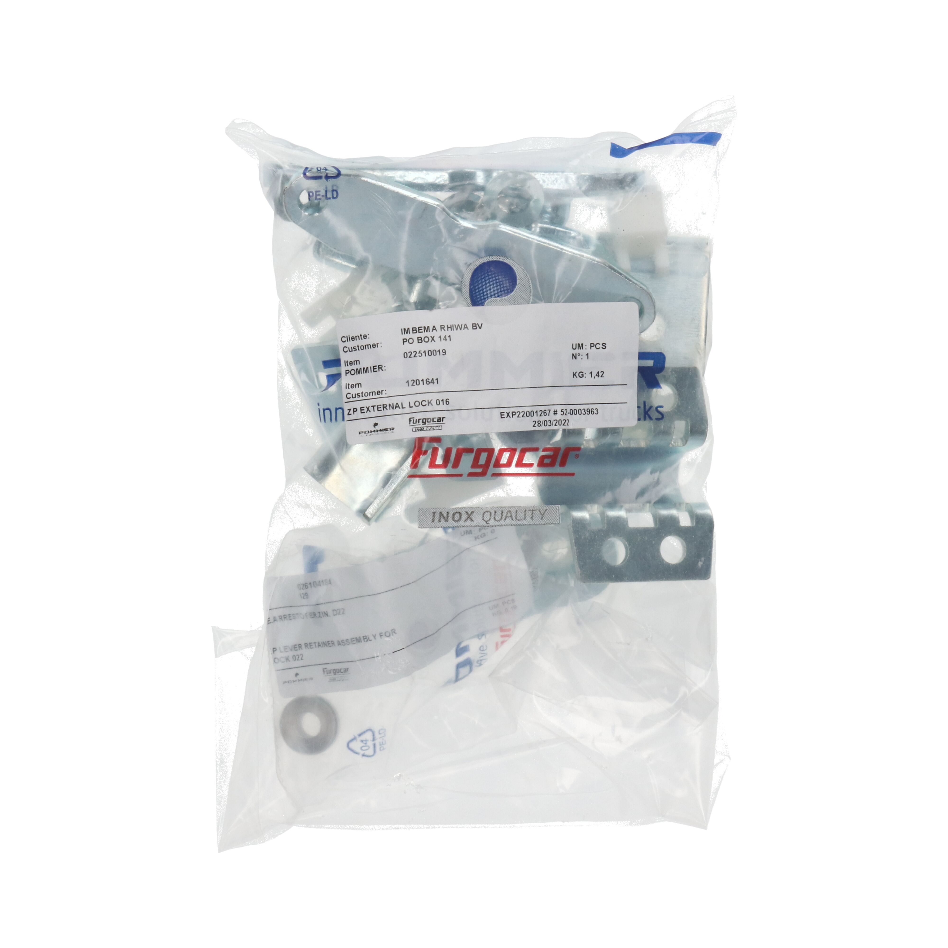 Pommier opbouwsluiting set Ø 16 mm - verzinkt