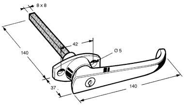 Pommier poignée de porte - axe 140 mm - amovible - chromée
