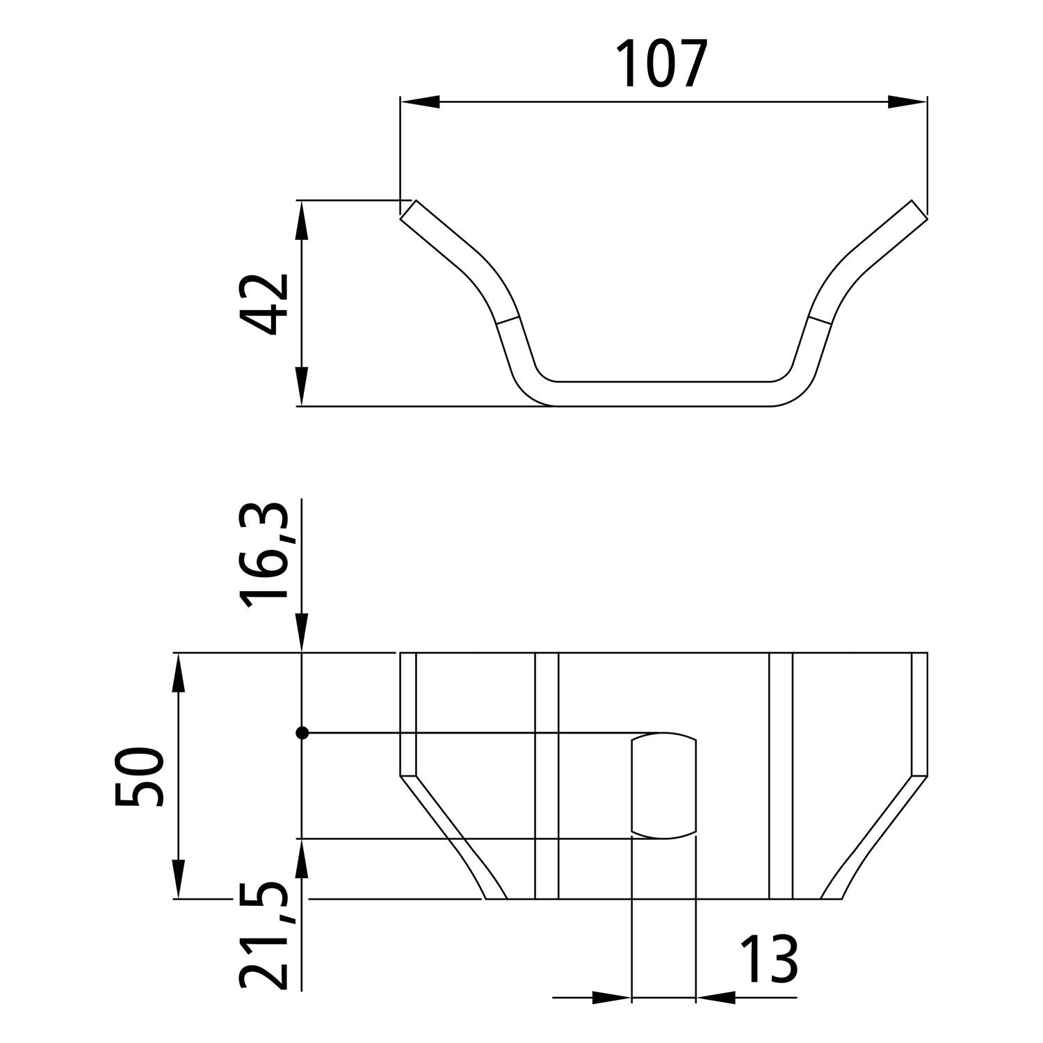 Rhiwa Quality chassis bracket 107 x 50 x 42 mm - plain steel
