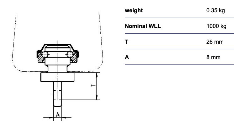 RUD HWA-8-PK-1000 adaptateur émerillon pour palans