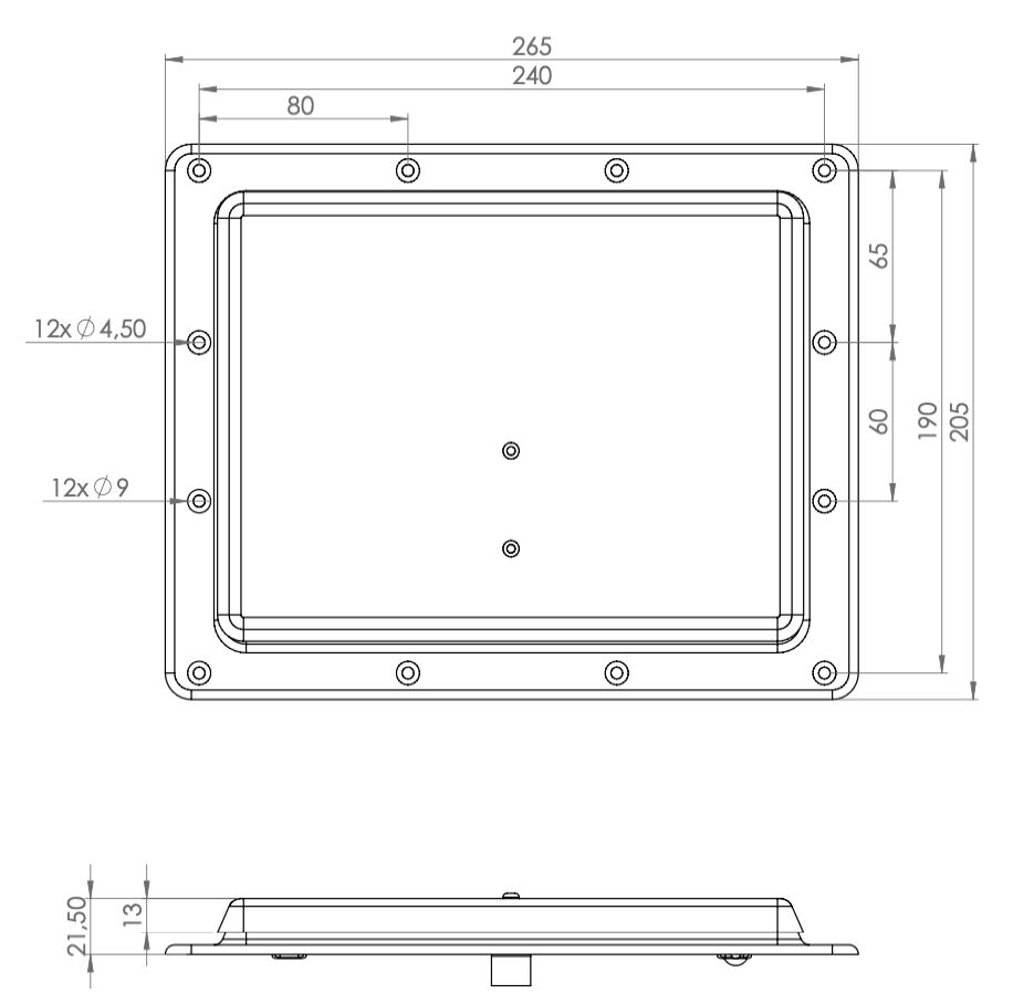 Rhiwa Quality trappe de ventilation 265 x 205 mm - aluminium