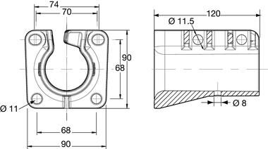 Pommier support de montage - pour support de protection latérale 1341830/1341821 - acier