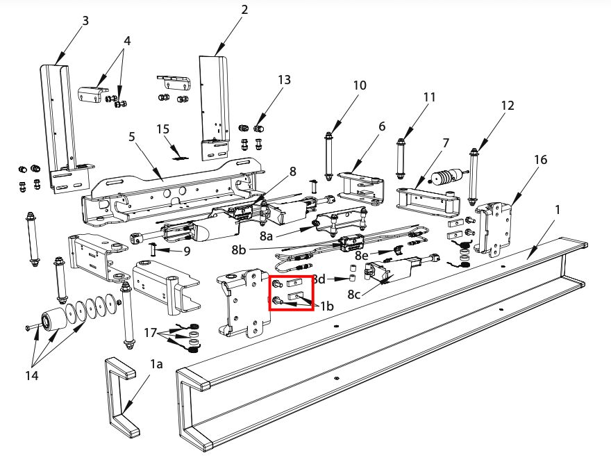 Pommier bevestigingsset - voor aluminium U-balk - R58-03