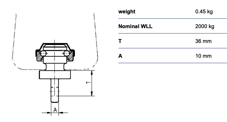 RUD swivel adapter for hoists HWA-10-PK-2000