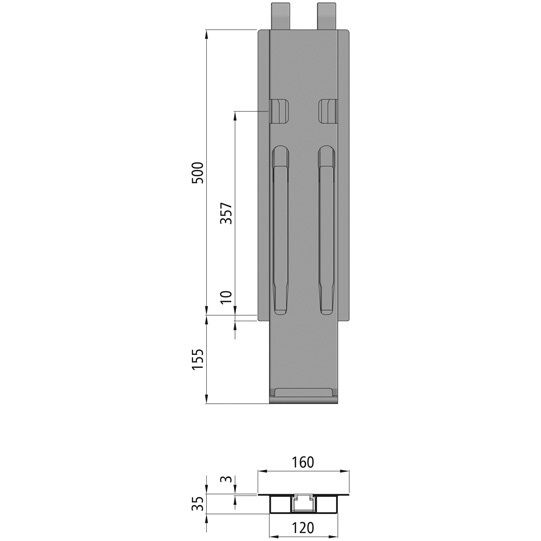 Kinnegrip K20 centre pillar - 500 mm - with locator - anodised aluminum